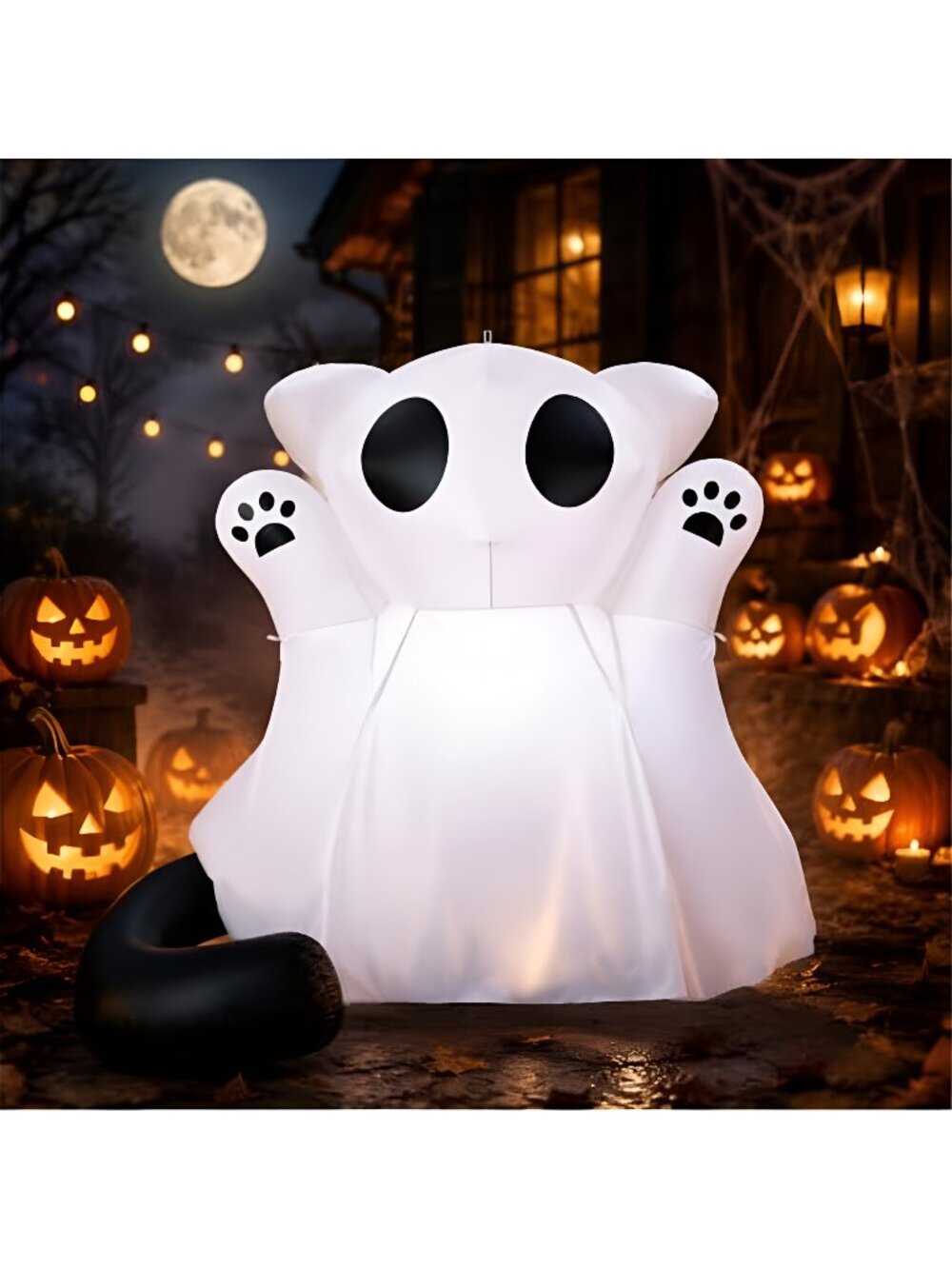 6 ft Ghost Cat Halloween Inflatable Decorations Blow up Kitten